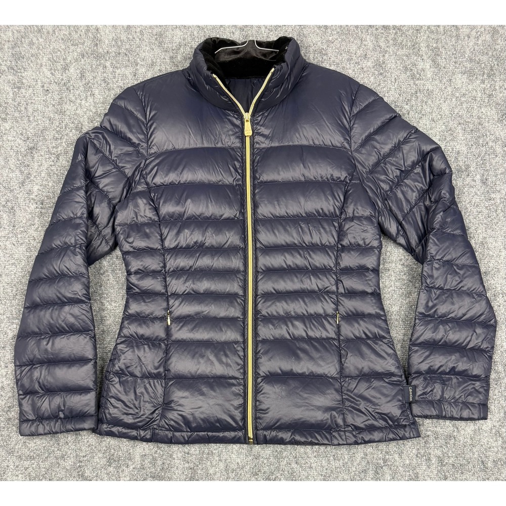 Calvin Klein Womens Navy Blue Packable Premium Down Puffer Jacket Coat RN54163